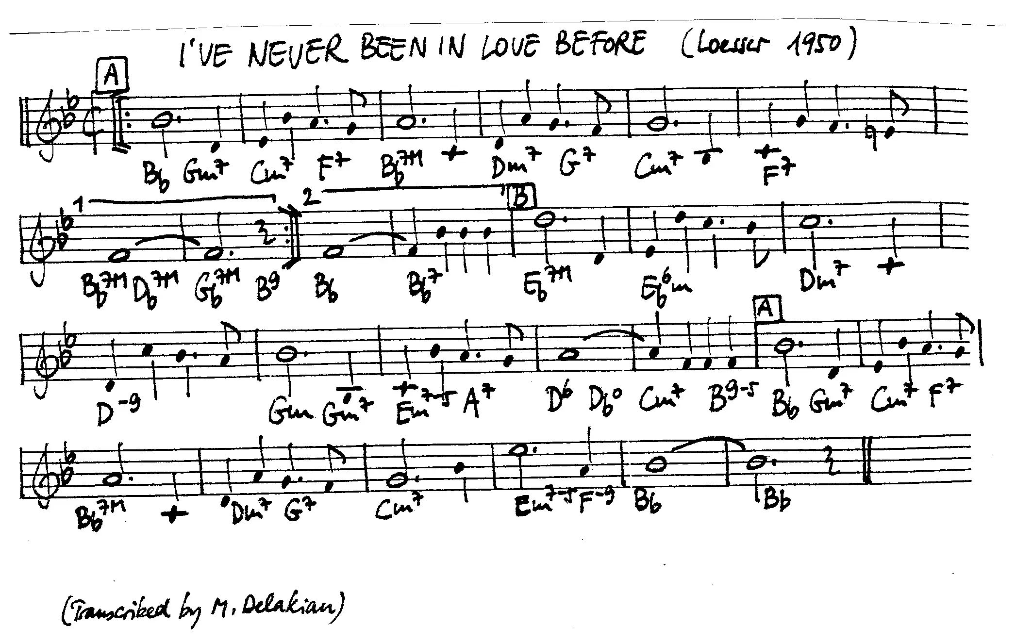 i've never been in love before. Free Jazz Leadsheet, courtesy of The Jungle Jazz Band